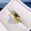 Venta al por mayor de fábrica Popular Anillo de Zafiro Starlight Natural Plata S925 Incrustado Piedra Principal 4*6 Fábrica de Joyería Venta Directa