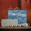 Um conjunto completo de conjuntos de chá de prata dourada de Dunhuang, uma caixa de presente de alta qualidade, elegante e sofisticada, adequada para presentear líderes e idosos