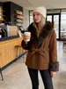 Comercio Exterior Aliexpress Más Vendido Transfronterizo Ropa de Mujer Europea y Americana Otoño e Invierno Nueva Moda Casual Abrigo de Lana con Capucha y Cuello de Piel