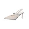 Zapatos de Salón Individuales con Tacón de Aguja de Pedrería, Tacones Altos Elegantes, Sandalias de Moda de Nicho para Mujer, Diseño Adelgazante y Sexy para Mujer para Usar al Exterior