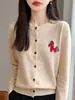 Jaqueta suéter de veludo Andi para mulheres, gola redonda, tricotada, de manga comprida, com design de pônei de Ano Novo, peça de outer wear jovem e estilosa