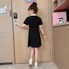Vestido de Verão para Meninas Novo Estilo Estilo Ocidental Vestido Princesa Crianças Maiores Verão Estilo Coreano Amor Gola Polo Saia Média