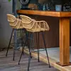 Sillas de Ratán, Mesas y Sillas para Patio Exterior, Sillas de Barra para Tienda de Té de Leche, Taburetes de Barra, Sillas Altas de Ratán, Sillas de Comedor, Sillas de Barra para Terraza