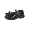 Sapatos de Couro Infantis 2026 Outono Novo Estilo Meninas Laço Preto Performance Sapatos de Princesa Meninas Pequenas Bico Baixo Sapatos Individuais