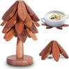 Posavasos de Hoja de Cerezo de Madera Maciza Sentido Avanzado Árbol de Navidad Mesa de Comedor Adornos para el Hogar Creativo Aislamiento Térmico Esterilla para Cazuela
