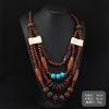 Collar Étnico de Madera Vintage Estilo Europeo y Americano Bohemio Largo Distintivo Cadena de Lana Multicapa Accesorios para Actuación para Mujeres
