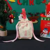 Bolsas de regalo de Navidad en stock transfronterizas, bolsas de manzana para Nochebuena, bolsas de caramelo con cordón, bolsas de embalaje de Papá Noel