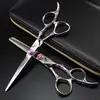Tesoura de Cabeleireiro 6,0 polegadas Padrão Flor de Ameixa Roxa, Tesoura de Corte de Cabelo, Tesoura Reta, Tesoura de Desbaste, Salão de Beleza