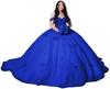 Vestido de Noite Azul com Borboletas 3D em Cauda 2026 Novo Estilo de Verão Ombro a Ombro Vestido de Cerimônia para Adultos com Apliques Florais 3D e Tule Colorido