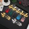 304 Internet Red Spoon Aço Inoxidável Tableware Faca e Colher Garfo Hotel Western Steak Faca Sobremesa Round Spoon Garfo logotipo imprimível