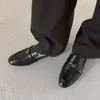 Mocassins de Couro Camélia Estilo Francês Primavera 2026 Salto Grosso Salto Baixo Bico Redondo Couro Genuíno Corte Profundo Sapatos Individuais para Mulheres