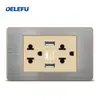 Painel de Aço Inoxidável Cinza Tipo 118 Estilo Tailandês com Tomada Interruptora de Carregamento Rápido USB Tipo-C 20W para Instalação Embutida na Parede