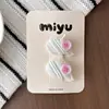 Goma para el pelo a rayas dulces estilo coreano rosa para niñas, accesorio elástico versátil de algodón con forma de lazo de estrella