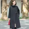Abrigo de Lana Nuevo de Estilo Coreano de Moda para Mujer Invierno 2025 Longitud Media de Gama Alta Elegante Versátil Abrigo Cálido Moda