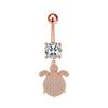 Nuevo anillo para ombligo de tortuga mariposa corazón con incrustaciones de circonita y cobre, clavo para ombligo perforado, joyería para piercing, comercio exterior, comercio electrónico, venta al por mayor