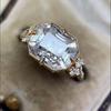 Anillo de compromiso para mujer con circonitas chapadas en oro rosa elegante de moda europea y americana de Wecheng
