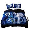 Funda nórdica con estampado HD de tigre blanco, juego de cama de tres piezas azul y rosa, suave y cómoda, exclusiva transfronteriza