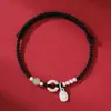 Pulsera de Cinnabar Rojo con Hebilla de Seguridad de Plata 925, Joyería de Plata para Mujer, Pulsera de Estilo Nuevo para el Año del Caballo, Cuerda Trenzada, Lujo Ligero