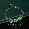 Emune Elegante Retrô Oval Geométrico Esmeralda Acessórios Corrente Cobre Banho de Ouro Pulseira Batata Doce Pequena Venda Ao Vivo