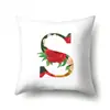 Funda de almohada de poliéster estampado de flor acuarela decoración de coche 26 letras inglesas funda de cojín para el hogar QTB14