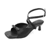En Stock [Altura de Tacón de 5 cm] Uso de Tres Formas, Súper Cómodas con Sensación de Caminar Sobre Nubes, No Cansarán Tus Pies, Adecuadas para Uso en Exteriores, Sandalias de Tacón Alto con Lazo y Chanclas