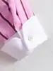 Camisa de Raya Vertical con Bloques de Color en Solapa y Puños, Manga Larga Caída de Hombro, Holgada para Mujer, Versátil, Casual