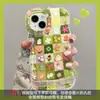 Estampa Coelho Xadrez Flor Adequado para Capa de Celular Apple 17Promax Iphone15 Suporte Duplo 16 Fofo 14 Silicone 13
