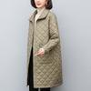 Chaqueta acolchada de algodón para mujer 2024 Nuevo Otoño Temprano e Invierno Largo Medio Rombo Abrigo Acolchado de Algodón Ligero Acolchado de Algodón