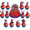 Bandeira Temática do Homem-Aranha Transfronteiriça Balão de Látex Inserção de Bolo Conjunto de Decoração de Festa Festa de Aniversário de Herói