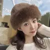 Novo Chapéu de Pelúcia para Mulheres no Outono e Inverno Pele Sintética Chapéu de Bacia Espessado Chapéu de Pescador Chapéu Redondo Chapéu Mongol da Moda