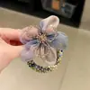 Moda Retrô Ombré Malha Flor Cristal Elástico de Cabelo/Scrunchie de Alta Qualidade Versátil Elástico Durável Acessórios de Cabelo