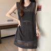 Verão Japonês e Coreano Novo Design Sensação plus size Colete Slim Feminino Interno para garotas mais cheinhas Vestido de Tricô de comprimento médio