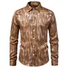 Camisa de Manga Larga con Rayas Verticales Degradadas Estilo Europeo Estampado en Caliente Cuello de Solapa Camisa de Cena Talla Europea Múltiples Colores Ropa de Fiesta para Hombre