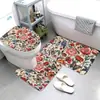 Alfombrillas de Baño Transfronterizas, Alfombrillas Antideslizantes de Franela de Alta Gama para Inodoro y Lavabo, Juego de Tres Piezas, Alfombrillas Absorbentes para Baño