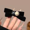 Pinza para el cabello con lazo de terciopelo de perlas de pedrería para mujer, vintage, elegante, clip de pico de pato, pinza para el cabello para flequillo lateral delantero, tocado