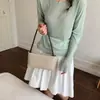 Bolsa Rétro Fosca com Cores Contrastantes, Bolsa de Ombro Versátil e Simples com Design de Nicho, Bolsa de Axila Feminina, Bolsa Baguete