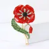Moda Europea y Americana Aleación Esmalte Pedrería Flor de Amapola Broche Simple Versátil Ropa de Mujer Corsage Pin de Joyería