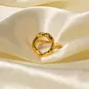 Anillo Abierto Irregular Hueco Estilo Minimalista Transfronterizo Europeo y Americano, Anillo de Flor y Perla de Moda y con Textura