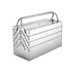 Caja de herramientas de acero inoxidable de grado industrial, caja plegable portátil de gran capacidad de tres capas, caja de herramientas de ferretería para mantenimiento de taller engrosada