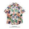 Camisa Floral Estilo Tailandês Praia de Bangkok, Manga Curta, Roupa Unissex para Casal, Camisa Solta Retro Cool de Secagem Rápida para o Festival Songkran