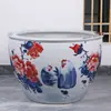 Acuario grande de cerámica pintado a mano para patio y balcón, adecuado para criar peces y nenúfares, acuario de cerámica para paisajismo exterior de villa