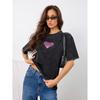 Estilo Ins Retro Americano Lavado Negro Desgastado Sexy Dulce Picante Estampado de Leopardo Corazón Nicho Divertido Estampado de Moda Top