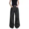Jeans Lavado de Cor Original Novo Primavera e Outono Retro Americano Calça Reta Versátil de Perna Larga Solta com Quatro Botões para Homens e Mulheres