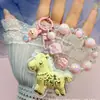 Producto Más Vendido en el Año del Caballo: Llavero de Oro Puro 999 con Cadena de Cuentas Corazón Rosa, Colgante de Bolsa de Dinero, Regalo de San Valentín al por Mayor