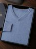 Suéter de caxemira com decote em V e manga comprida para outono e inverno, suéter masculino, cor sólida, gola em forma de coração, camisa casual masculina, pulôver de malha interna