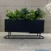 Suporte de Flores de Aço Inoxidável para Exterior Vaso de Flores Varanda Sala de Estar Vaso de Chão Pátio Calha de Flores Divisória de Cerca Caixa de Plantio Canteiro de Flores