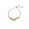 Pulsera Mariposa Exquisita Microincrustada de Lujo Ligero Estilo Francés, Moderna y Versátil, Joyería Creativa de Pulsera de Extracción