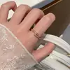 Anel Simples e Luxuoso com Zircônia Micro-Incustada para Mulheres, Anel Aberto Fino em Forma de Onda Cruzada, Joia de Anel Versátil Empilhável de Nicho