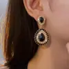 Pendientes de Colgante Lágrima Tachonados de Diamantes Estilo Retro Francés Aguja de Plata Pendientes de Botón Estilo Palacio de Moda Pendientes de Gama Alta Nicho Venta al por Mayor
