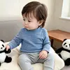Camiseta básica de rayas para niños con cuello medio alto, estilo primavera y otoño, ropa para niños, camiseta de manga larga para niños y niñas, prenda interior para bebé